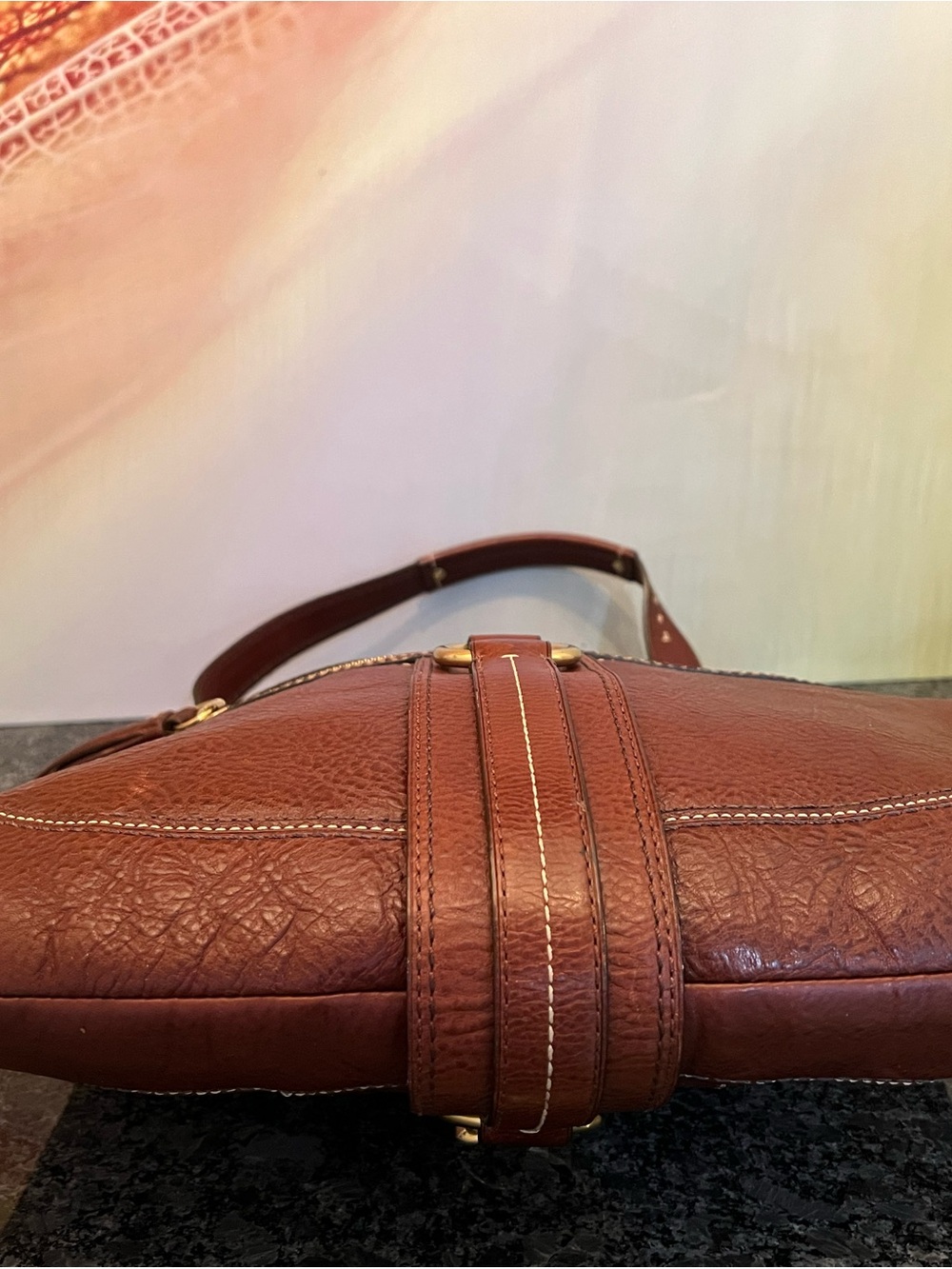 Coach Brown Leather Shoulder Bag with Gold Hardware - Picture 5 of 8